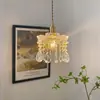 Lámpara Colgante Pequeña de Cristal de Lujo Ligero de Cobre Puro Estilo Vintage Americano para Restaurante, Dormitorio, Mesita de Noche, Entrada, Balcón y Vestidor