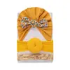 Set de Gorro y Diadema para Bebé Transfronterizo Gorro Indio para Bebé Diadema Set de 3 Piezas Estampado de Rosquilla Orejas de Conejo Accesorios para el Cabello