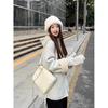Jaqueta Conjunto Capuzido de Manga Longa Estilo Menina Doce e Gentil para Mulheres Inverno 2026 Novo Estilo Jaqueta de Lã Solta de Comprimento Médio