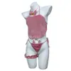 Lencería de Seda Diyi Miao Si Estilo Deseo Puro Sexy Terciopelo de Alta Gama Role Play de Chica Gato Banda para la Cintura de Tres Puntos A606