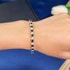 Pulsera de Tenis Blanca y Negra de Venta Caliente Transfronteriza, Clásica y Versátil, Joyería de Cuatro Garras de una Sola Fila, Cadena de Tenis de Moissanita