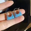 Elegância vintage! Brincos de franja em gota d'água com zircônia azul, brincos estilo corte francês, sensação de luxo leve e alta qualidade para mulheres