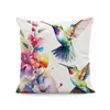 Funda de Almohada para Todas las Estaciones con Diseño de Colibrí, Hibisco, Lobo y Gato, Funda de Cojín para Sofá Decoración del Hogar Estilo Rústico