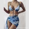 Comercio Exterior Nuevas Explosiones Europeas y Americanas Estampado Simi Dye Bikini Traje de Baño de Tres Piezas Amazon Traje de Baño Dividido para Mujer 2024