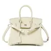 Bolso Kelly de Cuero Togo con Patrón de Lichi Platino Bolso de Mano para Mujer Cuero Genuino Versátil para Viajes Diarios Bolso de Hombro Cruzado Bolso de Mujer