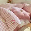 Funda de edredón de terciopelo de leche pieza única invierno engrosada franela vellón de coral dormitorio persona individual 150x200 doble cara vellón añadido funda de edredón a