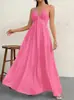 Vestido de Verano Nuevo Transfronterizo Popular para Mujer con Escote en V Profundo Estilo Bohemio con Cinturón para Boda Festival Fiesta