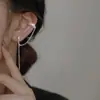 Adecuado para cara redonda, aretes delgados, estilo coreano para mujer, elegantes aretes de diamantes con borlas largas y elegantes de celebridades de Internet.