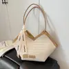 Bolsa Feminina Grande Capacidade Tote para o Dia a Dia Bolsa de Ombro Verão Nova Moda Bolsa de Ombro Estilo Coreano Bolsa de Palha Atacado