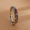 Anillo de Calabaza Folu Ping An para Hombres y Mujeres Estilo Étnico Marea Nacional Xiangyun Comida Anillo para el Dedo Retro Imitación Plata Tailandesa Anillo Abierto