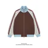 Sudadera cárdigan con cuello alto y tres botones, chaqueta retro americana estilo universitario, chaqueta versátil con cremallera para hombre, diseño de bloques de color