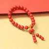 Pulseira de Areia Vermelha, Cor Lótus da Sorte Cinábrio, Pulseira de Cinábrio de Natal, Pulseira de Camada Única com Borla Fluida, Fabricante Atacado para Homens e Mulheres