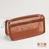 Estojo Transparente de Camada Dupla Estilo Coreano Estudante Respirável de Malha Estojo para Lápis Adulto Bolsa de Armazenamento para Maquiagem Bolsa de Papelaria de Grande Capacidade