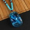 Collar de Cera de Abejas Ámbar Azul Flor Floreciendo Riqueza Gota de Agua Colgante de Flor Collar Largo Colgante Joyería para Parejas Hombres y Mujeres