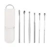 Ferramenta para remover cera de ouvido conjunto de 6 peças aço inoxidável colher de ouvido colher de ouvido conjunto de 6 peças infantil adulto colher de ouvido espiral