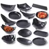 Melamina imitação porcelana preto fosco prato criativo para lanches formato irregular louça prato para lanches ktv prato de mesa
