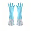 Guantes Sanhan para lavar platos Limpieza de cocina Guantes para el hogar Impermeables Duraderos Forrados de felpa Gruesos Guantes para lavar ropa Alargados