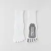Calcetines de Yoga de Cinco Dedos para Mujer Calcetines de Algodón Puro de Media Pantorrilla Antideslizantes Profesionales para Pilates Deportes de Interior Fitness Calcetines de Punta Larga