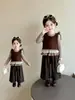 Conjunto de Tricô Estilo Mori para Meninas Três Peças Lançamentos Outono 2026 Moda Infantil Elegante Calças de Perna Larga Conjunto Primavera/Outono