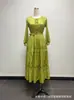 Miyake Miyake Moda Transfronteriza Europea y Americana Tallas Grandes para Mujer Otoño Nuevo Vestido Delgado con Aberturas de Encaje Africano
