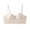 Ropa interior sexy de encaje fina con copa de orejas de conejo para mujer, pecho grande, brillante, francesa, suave, aro de acero, realce, sujetador