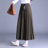 Falda plisada versátil casual para otoño e invierno 2025 para mujer, falda tipo paraguas elegante con cinturón de bufanda de seda, falda de línea A de longitud media para mujer