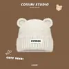 Gorro de Orejas de Oso Parche Lindo Gorro de Lana Tejido para Hombres y Mujeres Otoño e Invierno Nuevo Estilo Sencillo y Versátil Protección Cálida para las Orejas