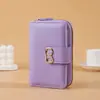 Nueva cartera corta para mujer, tacto de alta gama, cierre de hebilla, piel sintética PU, color liso, textura de cera de aceite, cartera portátil y simple