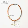 Pulseira de sândalo estilo zen com contas redondas de jade, dupla volta, para mulheres, pulseira de brincar retrô antiga chinesa, para o dia a dia, presente