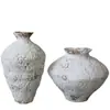 Jarrón de Cerámica Jingdezhen Blanco Escarchado, Estilo Retro Nostálgico Hotel y Casa de Huéspedes Wabi-Sabi Arreglo Floral Adorno Zen, Jarra de Cerámica Rústica
