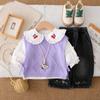 Conjunto de Otoño para Niñas 2025 Nuevo Chaleco Elegante para Bebé Niño Pequeño Casual Primavera y Otoño Conjunto de Tres Piezas al Mayoreo