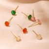 Pendientes Pequeños Mini de Piedra Ojo de Gato Verde Aguja de Plata Esterlina 925 Pendientes Simples Diarios para Perforaciones de Oreja Pendientes de Verano para Mujer