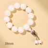 Pulsera Bodhi de Jade Blanco Natural Colgante de Loto Tallado Cuentas Redondas Círculo Único Alrededor del Dedo Cuentas Budistas Suaves Rosario de Mano