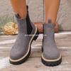 Moda Casual Transfronteriza Europea y Americana Otoño e Invierno Botines Cortos Punta Redonda Moda de Exportación Nueva Tendencia para Mujer Venta al por Mayor Talla Grande