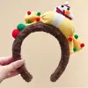 Diadema de Dibujos Animados Navideña para Niños 2025 Nuevo Estilo Diadema de Reno de Felpa para Niñas, Accesorio para el Cabello para Fotos y Lavado de Cara de Niñas Pequeñas