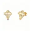 Pendientes de cruz de plata de ley S925 transfronterizos para hombre, llenos de diamantes, elegantes y de alta gama, estilo europeo y americano, pendientes únicos y modernos para mujer
