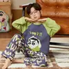 Pijama infantil da moda para primavera e outono 2026 novo modelo para meninos, 100% algodão, manga longa, com desenho, estiloso, para usar em casa no outono