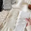 Polainas de perna com laço estilo Miu, polainas de perna flare brancas para outono e inverno, meias com laço Lolita