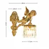 Luminária de parede retrô estilo europeu toda em cobre Lâmpada frontal para espelho de corredor de vila Iluminação decorativa para parede de fundo de sala de estar, sala de jantar, quarto Lâmpadas