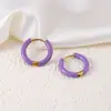 Brincos de aço inoxidável transfronteiriços Série colorida ear cuffs com óleo drop Venda direta da fábrica atacado Ouro 18k Tarraxas de aço de titânio para mulheres
