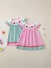 Transfronterizo Bebé Niña Pequeña Princesa Bebé Verano Manga Volante Sin Mangas Vestido Cuello Bordado Sandía Estilo Elegante