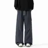 Pantalones personalizados/forrados de polar para otoño e invierno, impermeables y cortavientos, pantalones de trabajo holgados rectos de moda para hombre, estilo grueso