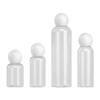 Xu Min en stock 50ml Hombro Redondo pet Botella de Rocío Puro Tapa Esférica Blanca Botellas Cosméticas Transparentes para Tónico