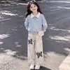 Conjunto de Dos Piezas para Niñas 2026 Primavera y Otoño: Top Dulce con Retazos Combinado con Pantalones Casuales de Diseño Vintage - Atuendo de Moda