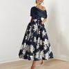 2026 Novo Estilo Vestido Mini Estilo Europeu e Americano Ombro Único Retrô Estilo Hepburn Moda Estampado Slim-Fit Vestido Evase