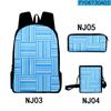 2022 Estação Independente Listra Gráfica Geométrica Mochila Três Peças Estampada Digitalmente 3D Estojo Lápis Mochila para Alunos do Ensino Fundamental e Médio