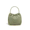 Bolsa de Palha tipo Balde Bolsa de Ombro Versátil Pequena Fresca de Couro Portátil Bolsa Transversal Bolsa de Ombro com Corrente Bolsa tipo Balde