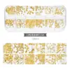 Acessórios para Nail Art Tachas Metálicas Vazadas Estilo Japonês Pedras Strass Coloridas com Fundo Plano Tiras Longas Caixinha Conjunto Misto para Nail Art Conjunto Completo
