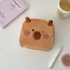 Bolsa de almacenamiento portátil compartimentada de animal de peluche Hisocute, bolsa cuadrada pequeña con compartimentos, bolsa de maquillaje portátil para estudiante de viaje