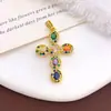 Colgante Transfronterizo Colorido Cruz DIY Accesorios para Joyería Diseño Geométrico Simple Cobre Microincrustado Circonita Accesorios Más Vendidos